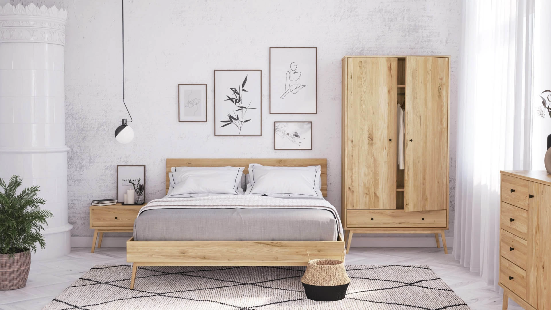 Moderní dubový nábytek Malaga ložnice