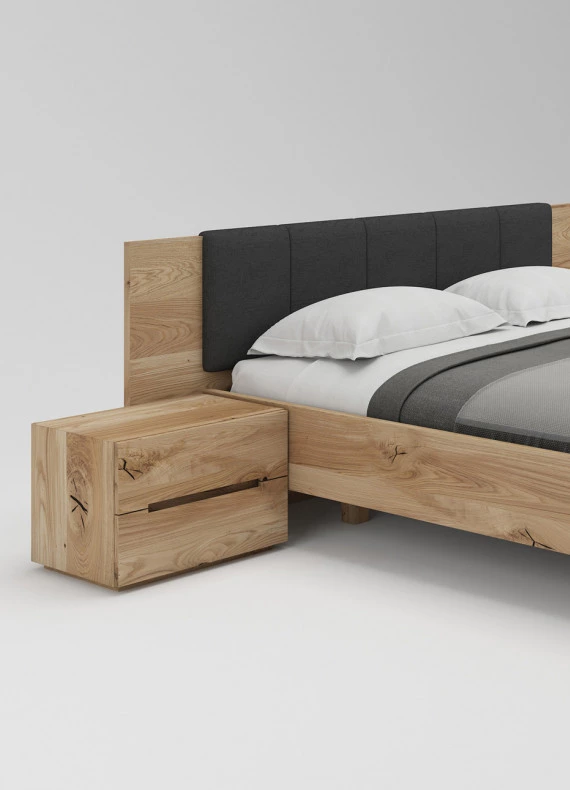 Dubová postel Vznášející 02 s funkcí úložného prostoru