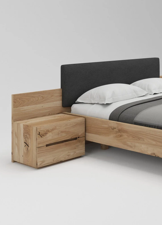 Dubová postel Vznášející 03 s funkcí úložného prostoru