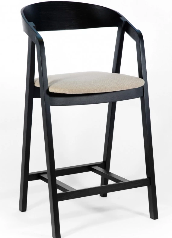 Buková židle barová NK-49mc Čalounění nebo Eko kůže černá/bílá