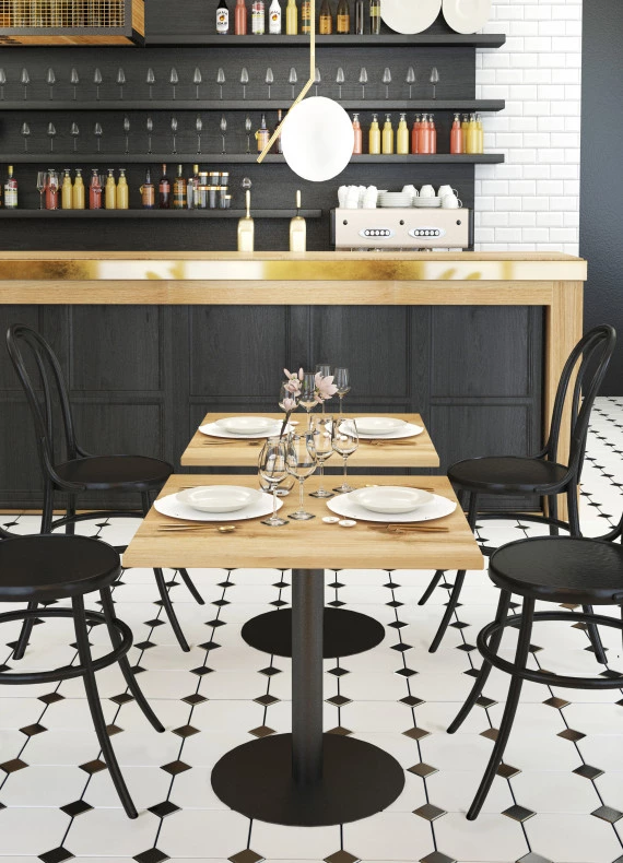 Dubový barový stolek čtvercový (konferenční/pro restauraci/pro kavárnu)