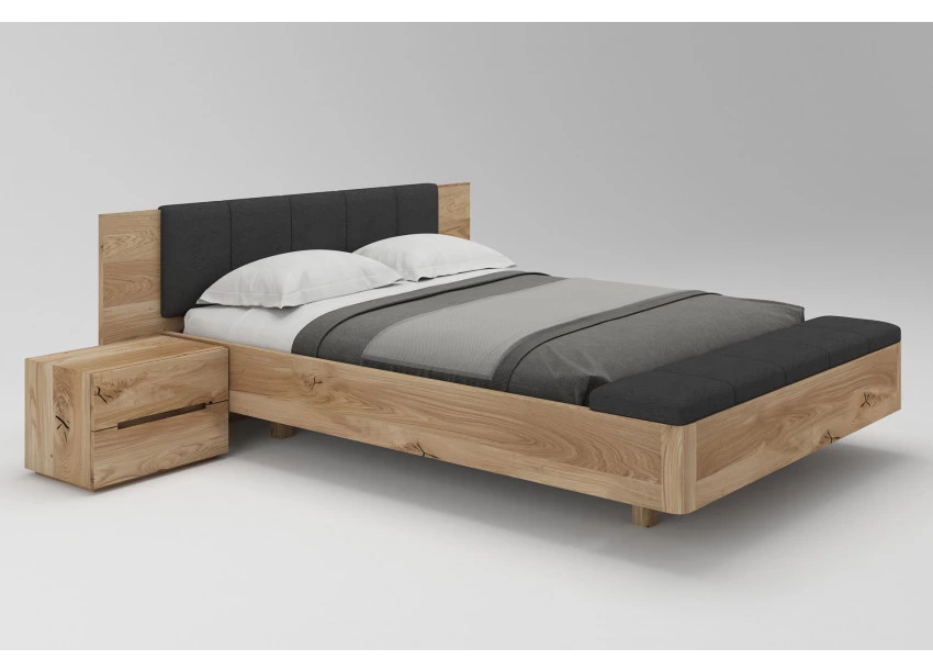 Dubová postel Vznášející 02 s funkcí úložného prostoru