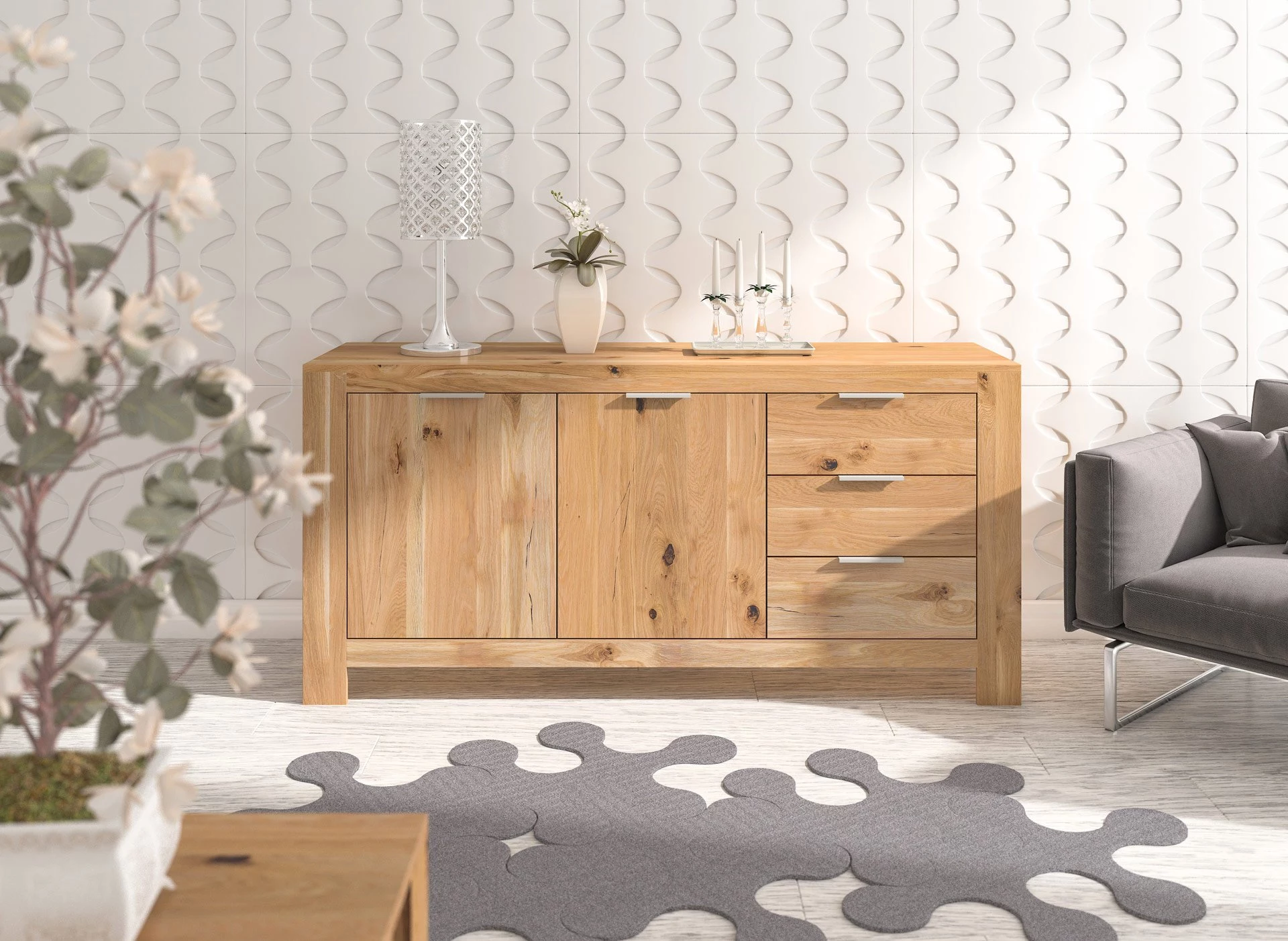 Komoda z litego drewna dębowego Vernalis